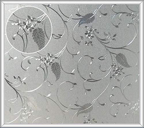 Milchglas-Fensterfolie, Aufkleber, Sichtschutz, Fensterfolie für Badezimmer und WC, weiße Weinrebe, 75 x 200 cm