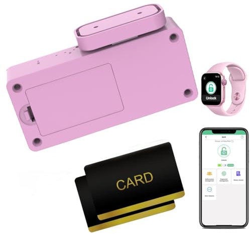 Cabinet Lock RFID Card NFC eLinkSmart Hidden Drawer Lock for Girls Women Cupboard Door Kitchen Pantry Furniture Support Phone or Watch App No Drilling Required Pink