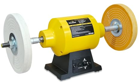 10 Inch Bench Buffer Polisher, Dual Speed 1750/3450RPM Electric Buffing Machine with Heavy Duty Cast Iron Based for Jewelry, Metal, Rock, Wood, Garage, Workshop