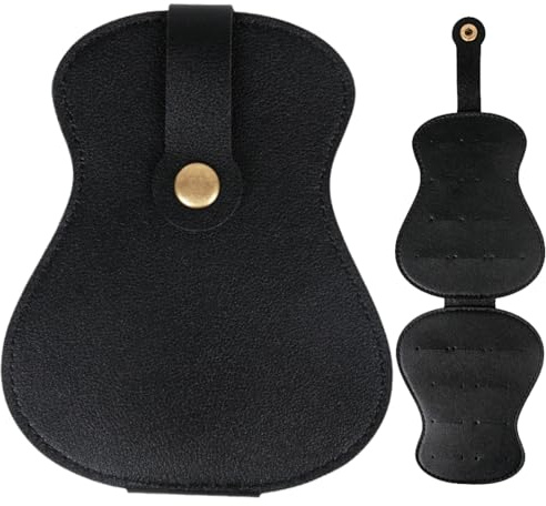 1 support de médiator de guitare en cuir noir, étui plissé portable en cuir PU pour guitare, boîte de médiator de guitare pour ranger les médiators de guitare, support de médiator de guitare