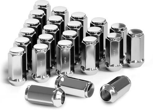 TIROL 24pcs M14X1.5 Lug Nuts, Compatible 2015-2021 Suburban, 2000-2021 Silverado 1500 Sierra 1500, 2001-2020 Yukon, One-Piece Design Factory Acorn Wheel Lugnuts - 1.8 Height 3/4 Hex