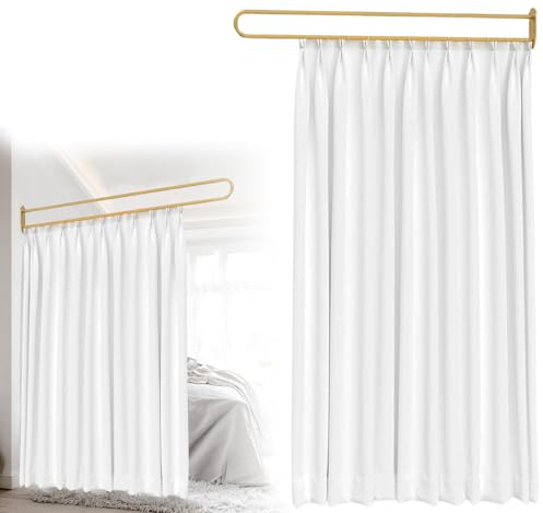 GSYUWIH U-Shaped Room Divider Curtains,Privacy Room Divider,Metal Support Wall Mounted Curtains,Blackout Ceiling Track Curtain with Hooks for Soundproofing for Beauty Salon Fitting Rooms Bedroom