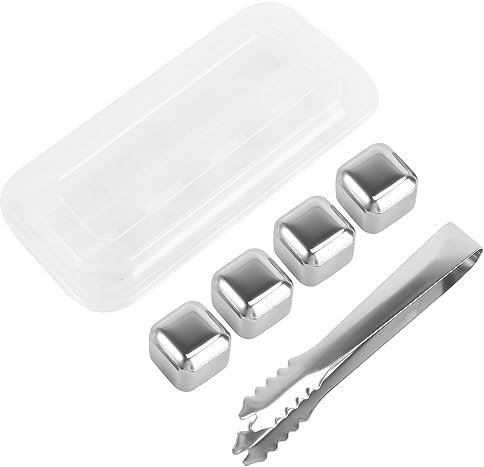 Alipis Blocchi Di Ghiaccio in Acciaio 304 Blocchi Di Raffreddamento Per Bevande Cubetti Riutilizzabili Per Whisky Custodia e Morsetto Per Whisky Vodka e Altri Liquori