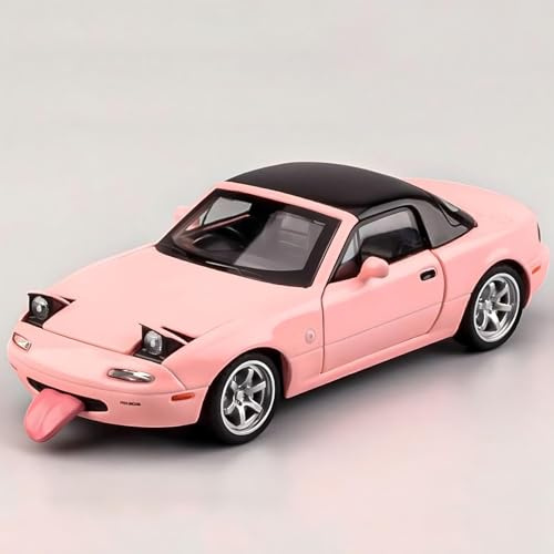 MODVKVK Mazda MX-5 Miata 1:32 modellbil, leksaksbil med ljus och musik, avtagbar huva, dra tillbaka funktion, legeringsgjutning, perfekt för barn från 3 år och samlarmodellbil (rosa)