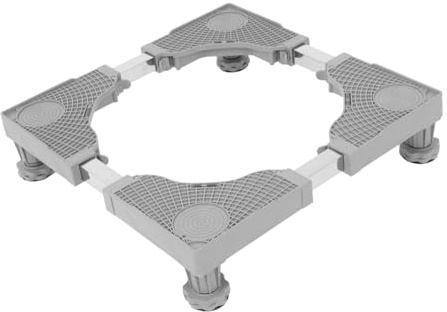 Verstellbare Waschmaschinenbasis mit Rollenbremse aus Edelstahl | Graue Ausführung, 4 Verstärkte Füße, Bewegliche Gerätebasis mit Anti Vibrations Funktion