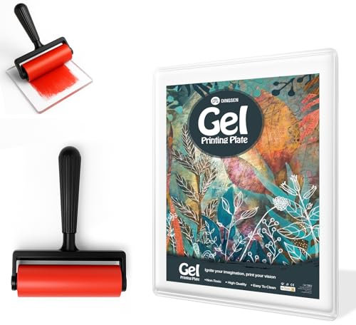 Gel Printing Pad with Brush - Reusable Gel Plate for Monoprinting, Stamping & Texture Art, Includes Mini Roller Brush - Non-Toxic Art Tool for Beginners, Artists & Therapy (Size: 5 * 7inch)