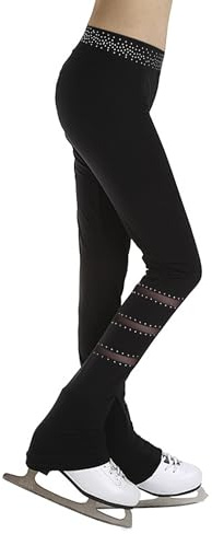 Loodgao Enfants Filles Pantalons De Patinage Artistique Strass Leggings Dentraînement De Patinage sur Glace Collants sans Pieds pour Danse Noir 13-14 Ans