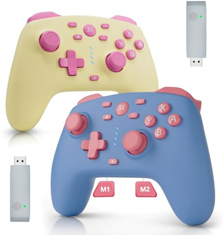 Wireless Switch Controller for Switch/Lite/OLED/Switch 2, Hall Effect Triggers & Joysticks/Wake-Up Function/Turbo, Switch 2 Controller with 2.4G Adapter/2 Macro Buttons, Switch 2 Pro Controller 2 Pack