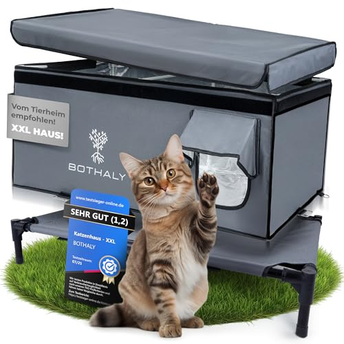 BOTHALY Katzenhaus Outdoor Winterfest [XXL] 2in1 Katzen Haus Faltbar