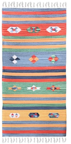 Pierre Tappeti Kelim Mehrzweck-Teppich, 100 % Baumwolle, waschbar, 05 cm, 70 x 140 cm, für Küche, Bad, Eingangsbereich