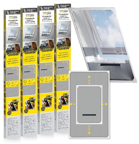 EASYmaxx Insect Protect mosquitera telescópica ventana con marco y red integrada | Mosquitera ventana tejado | Sin cortar | Sin taladrar | 63 x 93 cm hasta 100 x 160 cm - 4 piezas