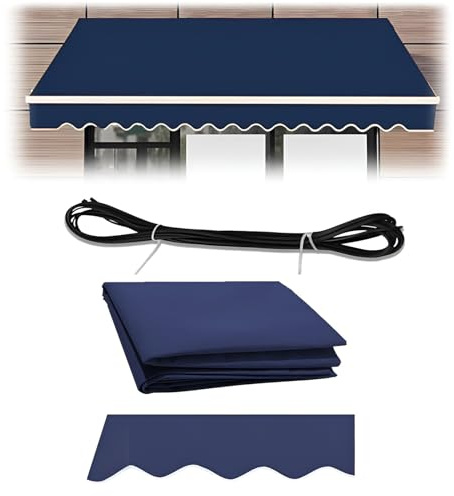 Generico Tessuto di Ricambio per Tende da Sole da Patio, Copertura per Tendone in Poliestere per Esterni, Impermeabile, Antistrappo, Tela Sostitutiva per Balcone, Giardino, Blu(285x200cm)