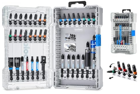 toolant 40-Piece Impact Driver Bit Set (S2 Steel), SAE/Metric Hex & Torx Bits for Furniture Assembly, Magnetic Tips with Color-Coded Ring, Heavy-Duty Storage Case for Home & Auto Repair