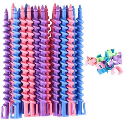 100 Pcs Heatless Spiral Curl Rods & Clips Kit - Plastic Perm Curlers for Long Hair, Random Colors