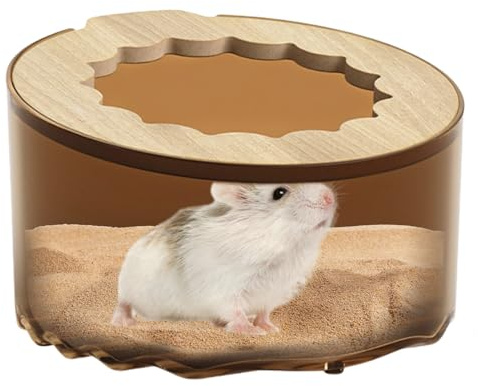 Small Animal Bathing Box - Hamster toalett och sandbad, frostat transparent dubbelfunktionsbricka, mysig rengöringsplats för gerbils, chipmunks, hamstrar och mini gnagare | Burhygien inomhus husdjur a