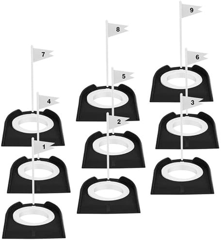 AMISENK Set di 9 putter da golf per allenamento indoor outdoor uomini donne golfista mettere tazza e bandiere foro trainer aiuto golf mettere foro