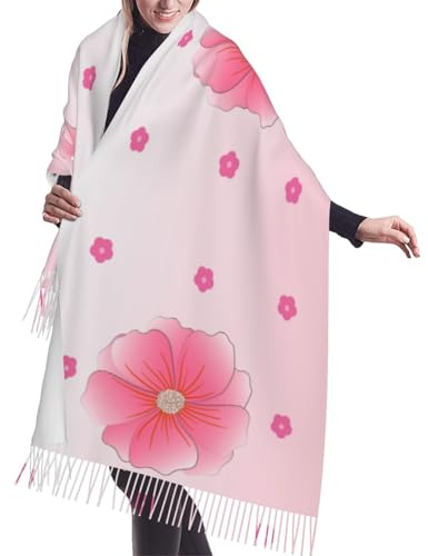 BLWSLC Écharpe à franges à motifs d'œillets floraux, châle d'hiver chaud, le style femme peut être associé à des manteaux, des pulls ou des costumes