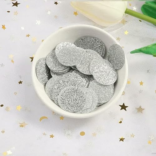 120 Stück 20 mm Pailletten mit Glitzerpuder, 2 cm PVC-Glitzerpailletten, Nähzubehör mit einer seitlichen Öffnung – Silber