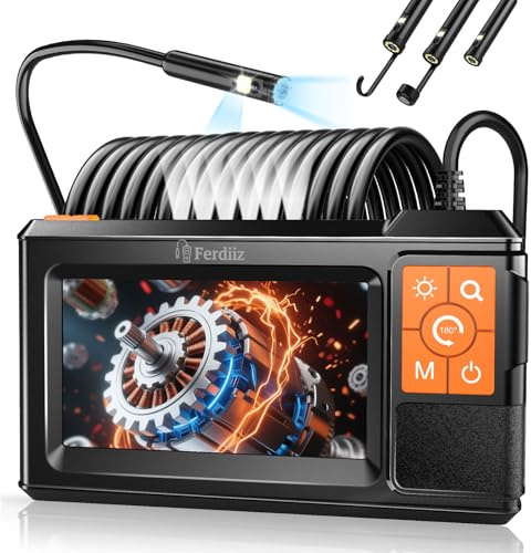 Ferdiiz 1080P HD Dual-Lens Endoscope Inspection Camera, 4.3 Screen, 10M | IP67 Waterproof Borescope with Illuminator, 8+1 LED Lights Endoscope for Wall, Plumbing Inspection