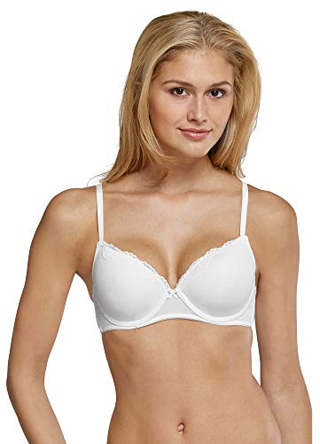 Schiesser Damen Bügel Mit Schale Und Spitze - Pure Cotton BH, Weiss_157412, 80B EU