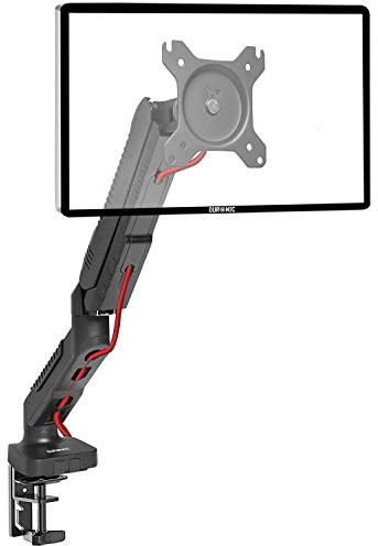 Duronic Single Monitor Stand DMDC5X1 Single Arm Desk Mount for 13-27” PC Screen Gas Height Adjustable Mounts with VESA 75 100, Riser for Home Office Work