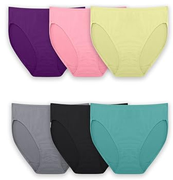 Fruit of the Loom Women's Breathable Panties (Regular & Plus Size), Hi Cut - Micro Mesh - 6 Pack, 7