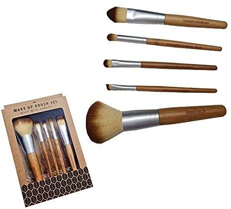 Make Up Brush Set | Made with Bamboo | Beauty | Professional Kit | Eco Friendly | Power Brush |Foundation Brush | Eyeshadow Blending Brush | Eyeshadow Base Brush | Angled Eyeliner Brush |