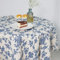 Wracra Blaue Blumenpastoral Abwaschbar Runde Tischdecke Baumwolle Leinen Vintage Rund 140 cm Tischdecke Outdoor Tischtuch Geeignet für Party Picknick Essen Garten(Blaues Blumen, Rund 140cm)