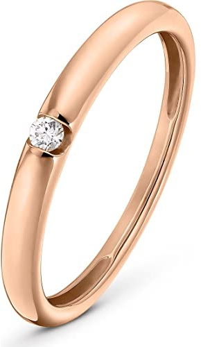 CHRIST Damen-Damenring 1 Diamant 56, Roségold 32017721