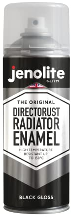 JENOLITE Directorust vernice spray per radiatori | NERO | Finitura lucida | Resistente a 130ºC | Durevole, antigraffio e resistente | Nessun primer necessario | 400 ml