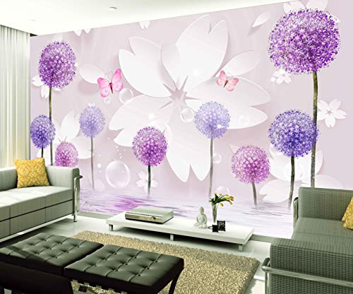 XAONUO Blumen Wandbild Fototapete 3D Effekt 140X70Cm Lila Pflanzen Blumen Fototapeten Vlies Tapeten Wandtapete Vliestapete Wandbild Wand Schlafzimmer Wohnzimmer Büro Küche