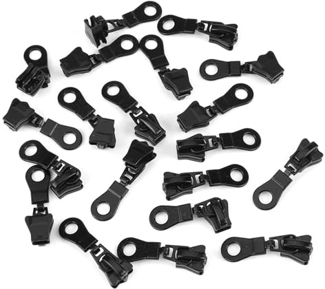 20 Stück Reißverschlussschieber, Kunststoff-Reißverschluss 6 mm Zähne, Reparatur-Set für #5 (schwarz)