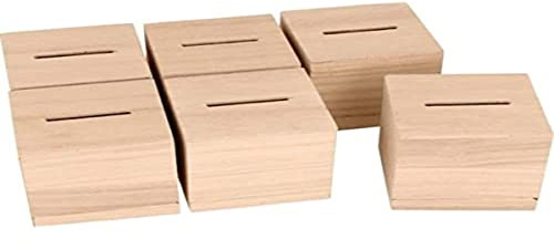 Artemio Set de 6 tirelires carrées en Bois - 6 x 6 x 6 cm