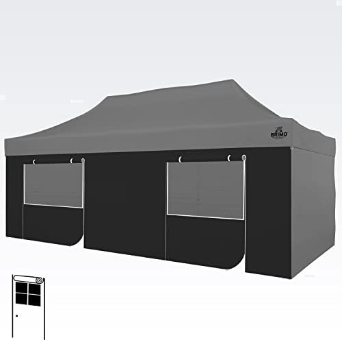 Zeltwand mit Eingang und Fenster (6m Wand für 4x6m Zelt, Schwarz)