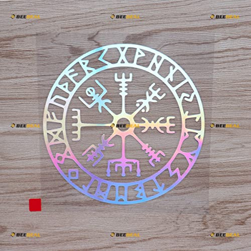 Vegvisir Wikinger Runenkompass Aufkleber Sticker Vinyl Odin Nordisch - Holografisch Irisierend Ölfilm Farbenfroh, 12,7cm - Kein Hintergrund für Auto Boot Laptop