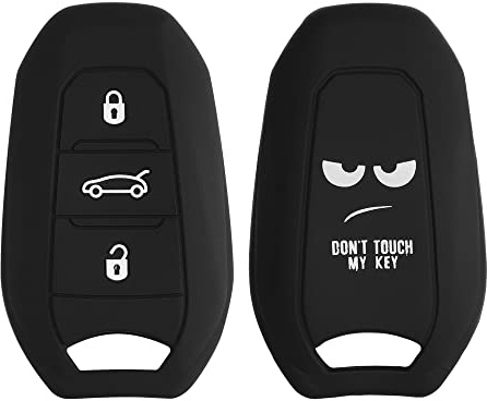 kwmobile Autoschlüssel Hülle kompatibel mit Opel 3-Tasten Smartkey Autoschlüssel Keyless Go Hülle - Schlüsselhülle Don't Touch My Key Weiß Schwarz