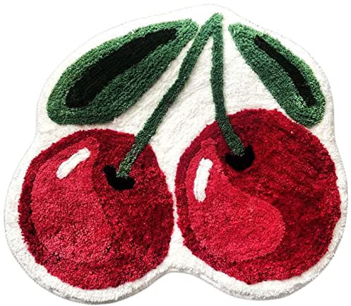 Lupidyyxun Fruit Shape Bath Mat Non Slip Absorbent Bath Mat for Bathroom, Bathtub, Shower and Kids Room (Cheery)