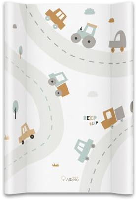 Baby Wickelauflage Wickelmulde Wickelunterlage 50 x 70 cm abwaschbar Wickeltischauflage Wickelaufsatz für Kinderbett Unisex (Beep Beep)