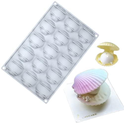 DUBENS Silicone Madeleine Cookie Tray, French Mousse Mould, DIY Shell Silicone Moulds, Biscuit Moulds, Madeline Mould, Non-Stick Baking Mould (15 Cavities)