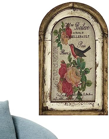LINGJIONG Vintage Meerjungfrau Bild | Blumenbilder mit Holzrahmen,Bohemia Schmetterling und Meerjungfrau Holzbilder für Wohnzimmer, Schlafzimmer, Fenster
