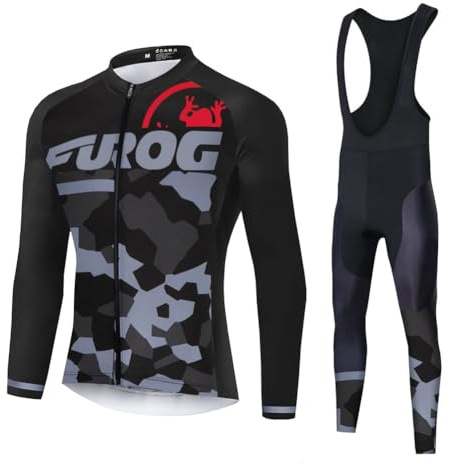 UGLY FROG 2024 Winter Jersey Thermisches Fahrradtrikot Vlies Thermo Langarm Shirt+Bib Lange Hosen Anzüge Herren Breathable Radfahren Fahrrad Lange Hülsen Fahrrad Hemd Männer Langarm Fahrradbekleidung