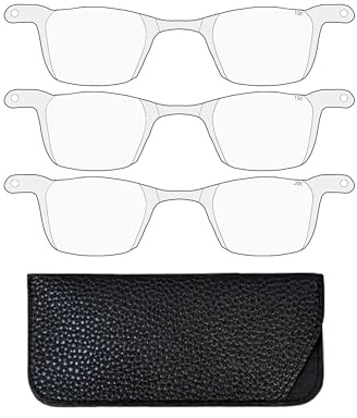 SOL PRO Super Light Reading Glasses Thin and Flexible Armless, Incorporate with Myopia glasses, Pocket Size(1.00, 1.50, 2.00) (Clear, 2.0, x, Clear)