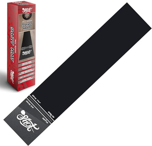 Shot Darts Heavy Duty Rec Room Dart Mat, Professional Dart Mat - Dart Points and Flooring Protector (3kg), Non-Curling & Shock Absorbing, Rubber Material, Black, (9ft 10in x 2ft)