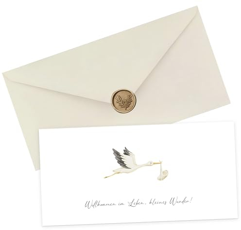 KOKO&LORA® Grußkarte zur Geburt mit Umschlag und Siegel • Glückwunschkarte • Glückwünsche zum Baby - unisex für Jungen und Mädchen