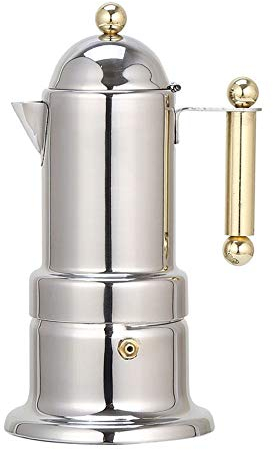 OQHAIR Cafetera Moka de 4 Tazas de 200 ml, cafetera de Acero Inoxidable, cafetera exprés, cafetera Moka, cafetera de Acero Inoxidable (Color: Plata, tamaño: 200 ml) (Plata 200 ml)