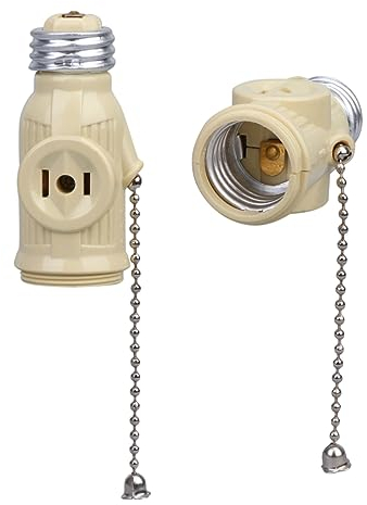 Gadpiparty 3stücke Lampensockel Mit Zugkette Bakelit Zwei-ausgang Steckdosen Adapter Lampenfassung Mit Gewinde Für Werkstatt Und Garage Ersatz Für Beschädigte Fassungen