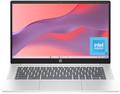 HP Chromebook Laptop de 14 pulgadas, pantalla FHD, Intel N100, 4 GB de RAM, eMMC de 64 GB, gráficos Intel UHD, Chrome OS 14a-nf0009nr (2024)