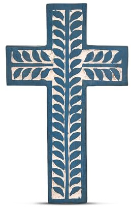 Indus Lifespace Cross Mango Wood Family Cross Décor Religious, Spiritual,Spiritual Jesus Art Sculpture (25.4cm x 15.24cm x 1.90cm)