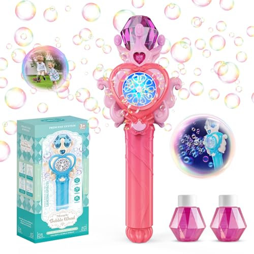 PANACARE Bacchetta Magica per Bolle Per Bambini con Luce,10000+ Bolle Macchina Elettrica Automatica per Soffiare Bubble Macchina per Bubble Portatile All'aperto Giocattolo Festa Estiva Regalo di Nozze