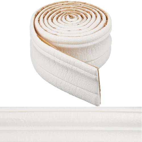 CRASPIRE 90.5 x 3.3 moldura de Zócalo Blanca Espuma Despegable Y Adhesiva Autoadhesiva Flexible Papel Tapiz Decorativo 3D Borde de Calafateo Y Molduras de Líneas de Pared Tira de Marco de Moldura